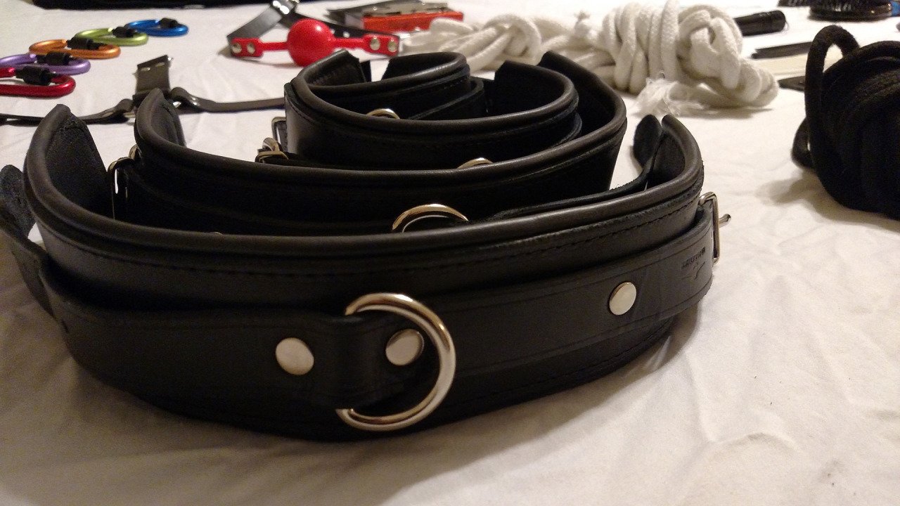 High quality leather bondage cuffs from Mr S Leather